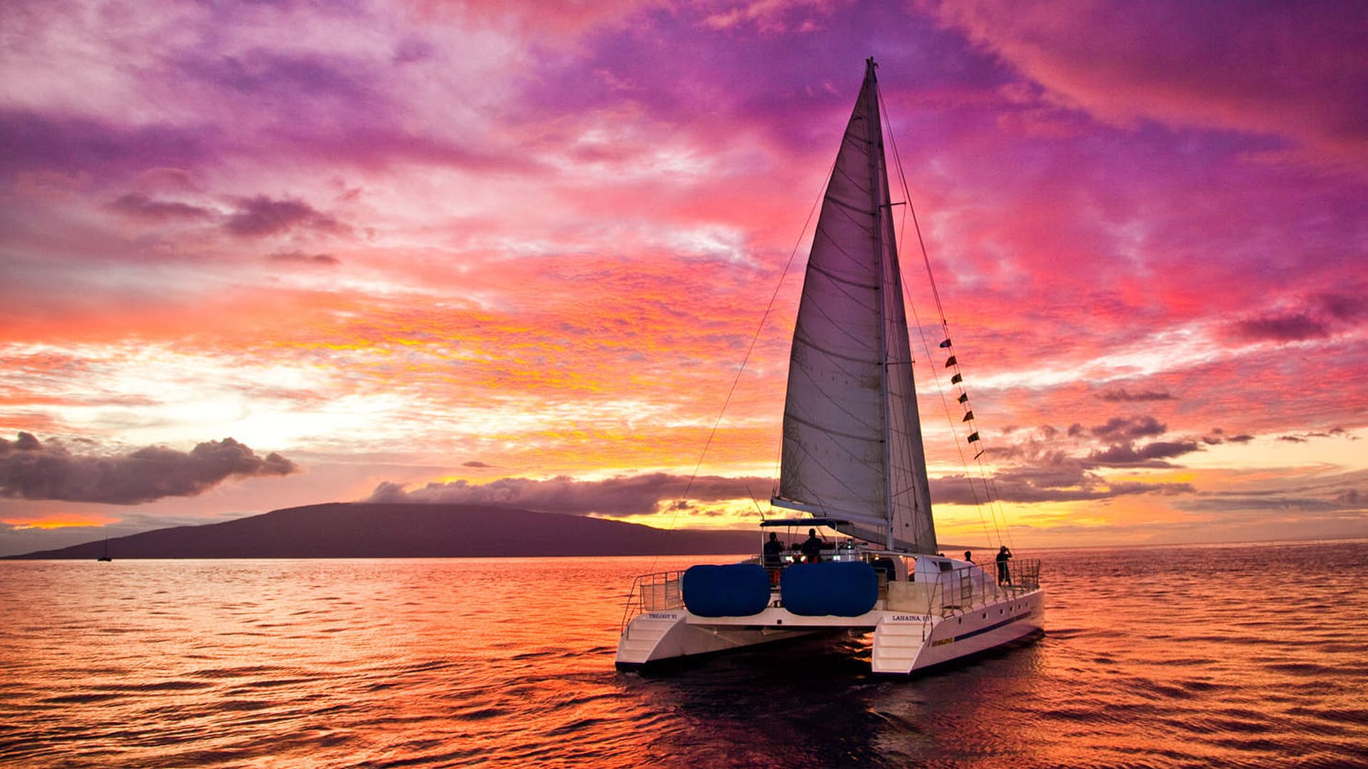 Catamaran cruising the Manuel Antonio coastline